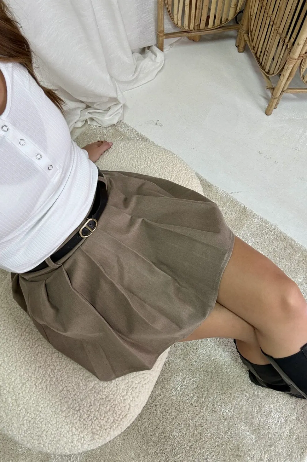 New A-bee Pleated Skirt CAMILLE Taupe