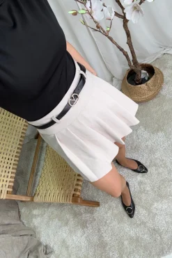 Discount A-bee Pleated Skirt CAMILLE Cream