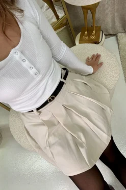 Best A-bee Pleated Trapeze Skirt Beige
