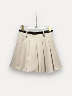 Best A-bee Pleated Trapeze Skirt Beige