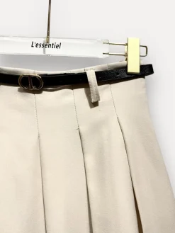 Best A-bee Pleated Trapeze Skirt Beige