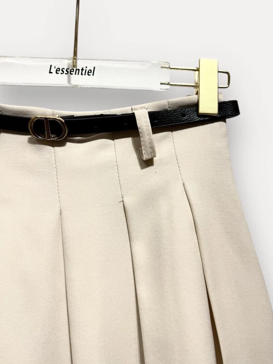 Best A-bee Pleated Trapeze Skirt Beige