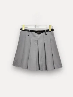 Outlet A-bee Pleated Trapeze Skirt Grey