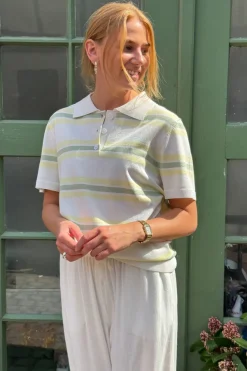 Clearance A-View Polo Stripe Knit Blouse AV5060 200