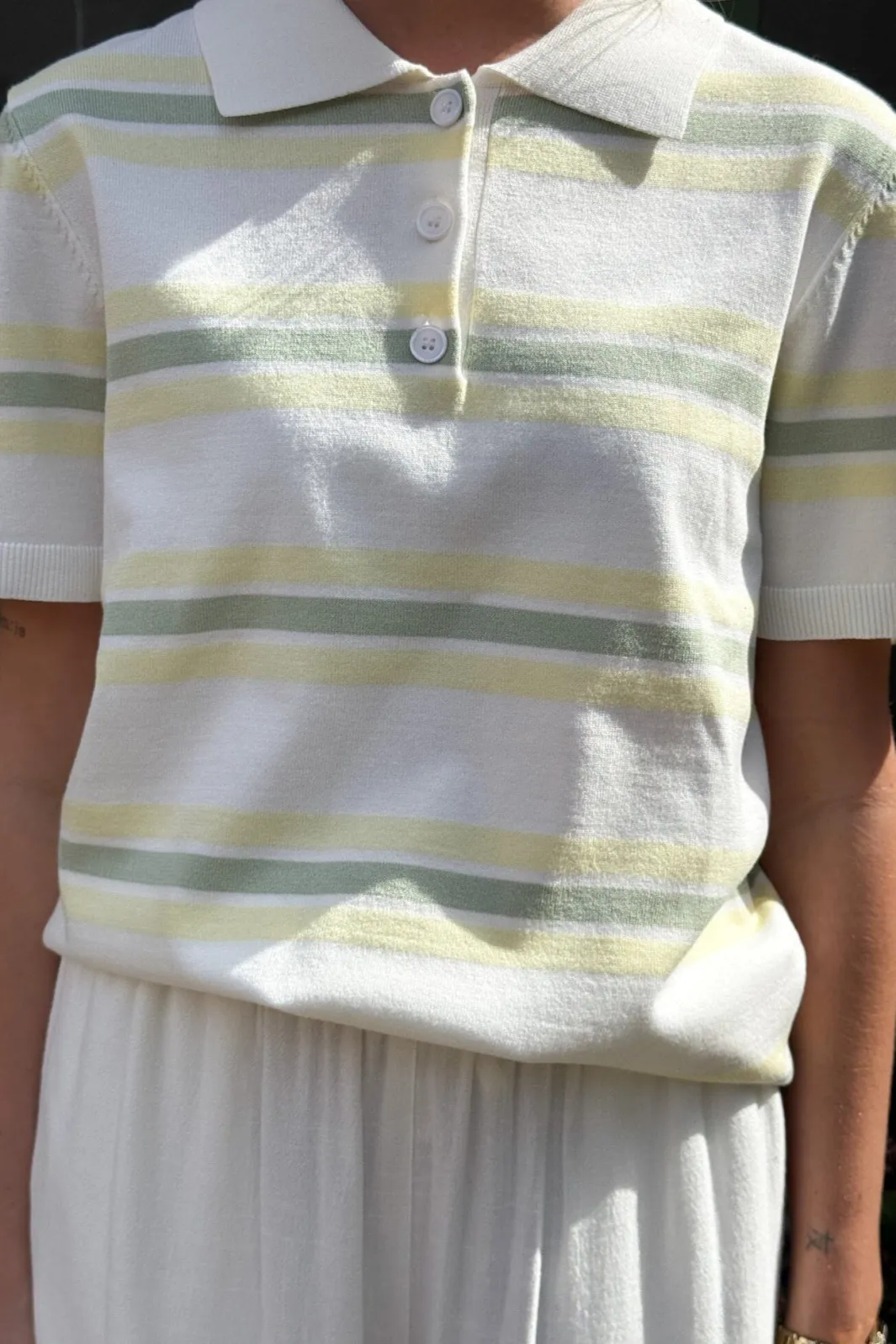 Clearance A-View Polo Stripe Knit Blouse AV5060 200