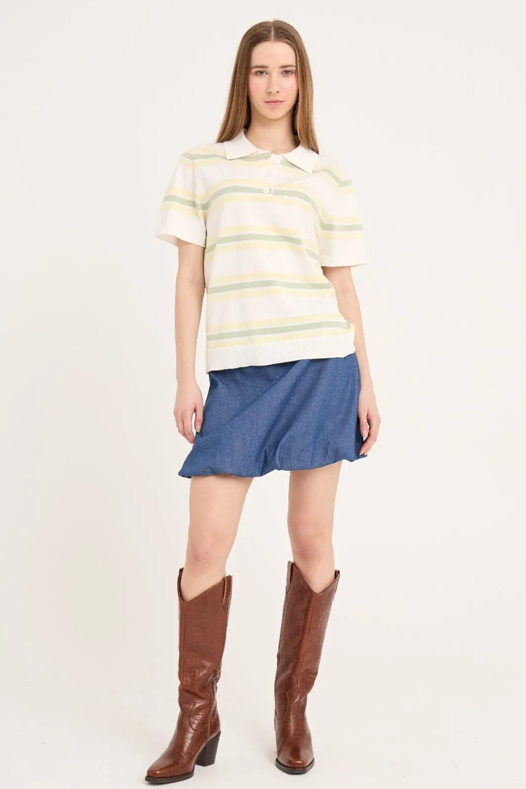 Clearance A-View Polo Stripe Knit Blouse AV5060 200