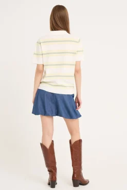 Clearance A-View Polo Stripe Knit Blouse AV5060 200