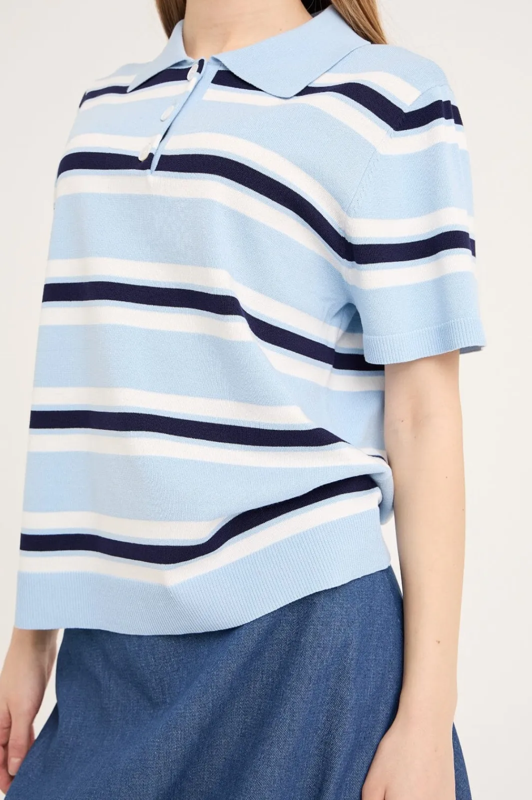 Outlet A-View Polo Stripe Knit Blouse AV5060 100
