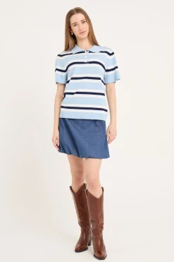 Outlet A-View Polo Stripe Knit Blouse AV5060 100