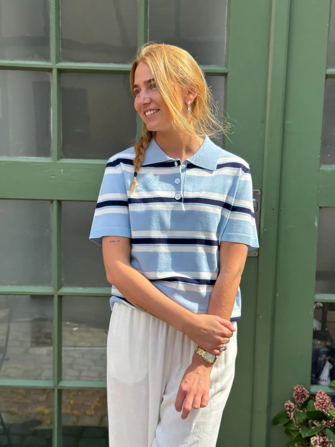 Outlet A-View Polo Stripe Knit Blouse AV5060 100