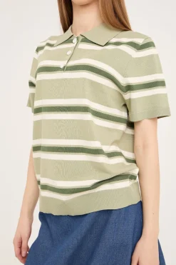 Discount A-View Polo Stripe Knit Blouse AV5060 859