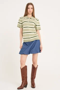 Discount A-View Polo Stripe Knit Blouse AV5060 859