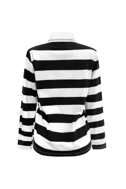 Liberte Polo-Ls-Shirt 22145 Black Creme Stripe
