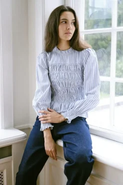 Outlet Neo Noir Possa Stripe Smock Blouse 164667 145