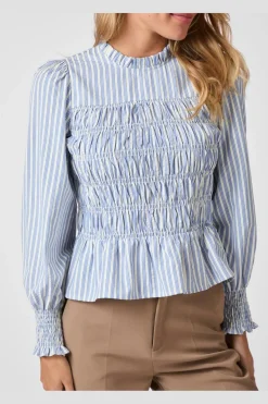 Outlet Neo Noir Possa Stripe Smock Blouse 164667 145