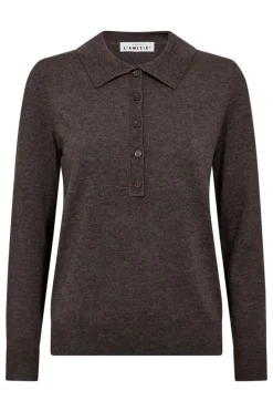 Haute L'Amitié Premiere Ls Polo Knit HL10004 Mocca