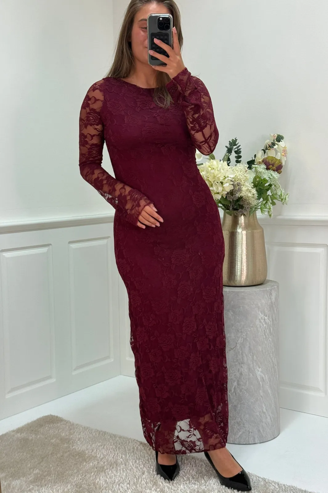 New A-bee Ramona Dress Burgundy