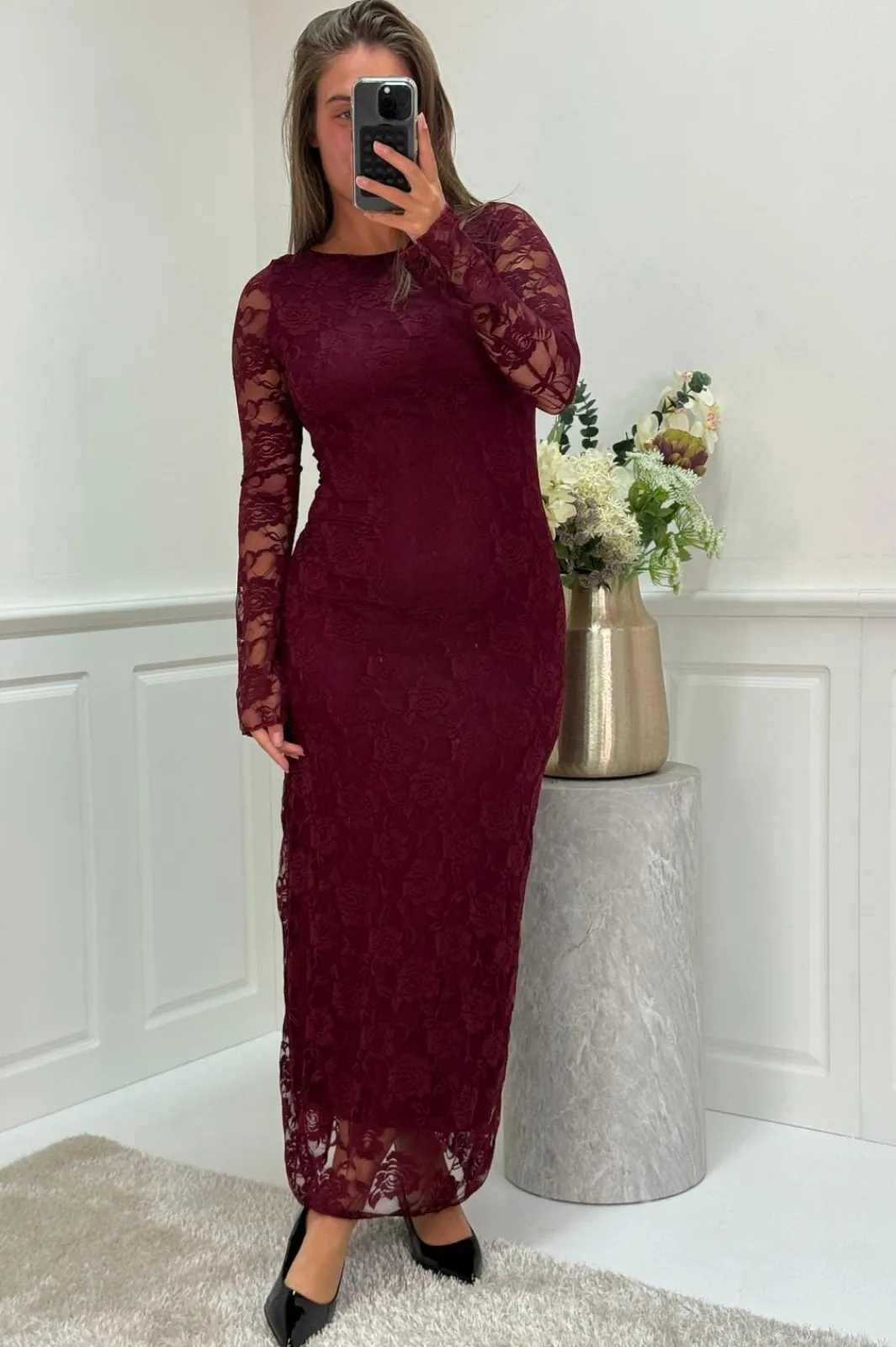 New A-bee Ramona Dress Burgundy