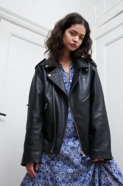 Discount Lollys Laundry Rayll Leather Jacket Os90042-6001 99 Black