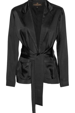 Outlet Karmamia Rex Tie Blazer Black Rich Satin