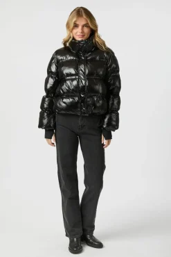 New Neo Noir Rhea Shiny Puffer Jacket 165094 100