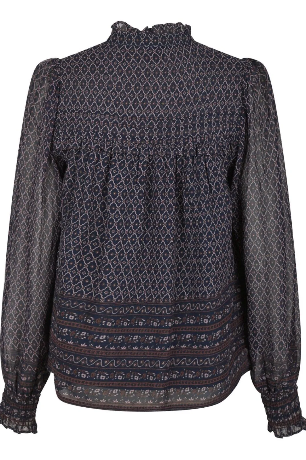 New Neo Noir Rhia Border Pattern Blouse 163994 Navy