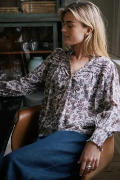New Neo Noir Rhia Drapy Ivy Blouse 163797 Taupe