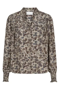 New Neo Noir Rhia Drapy Ivy Blouse 163797 Taupe