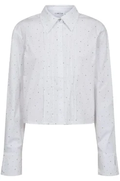 Online Haute L'Amitié Rhinestone Crop Shirt HL10404 White