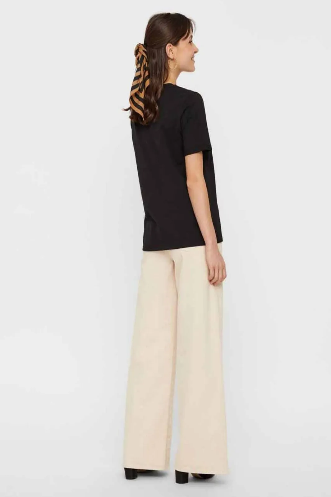 New Pieces Ria SS Fold Up Tee Black