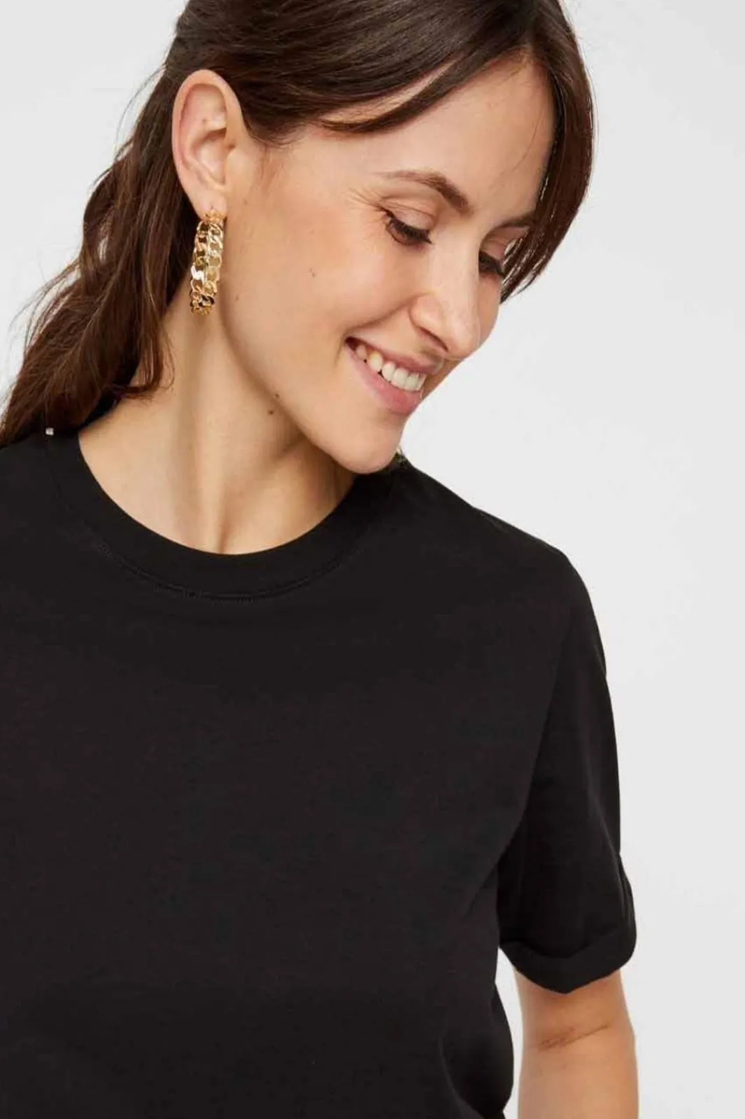 New Pieces Ria SS Fold Up Tee Black