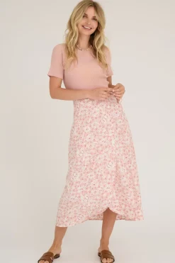 Hot A-View Rib Knit Short Sleeve Top 298 Rose