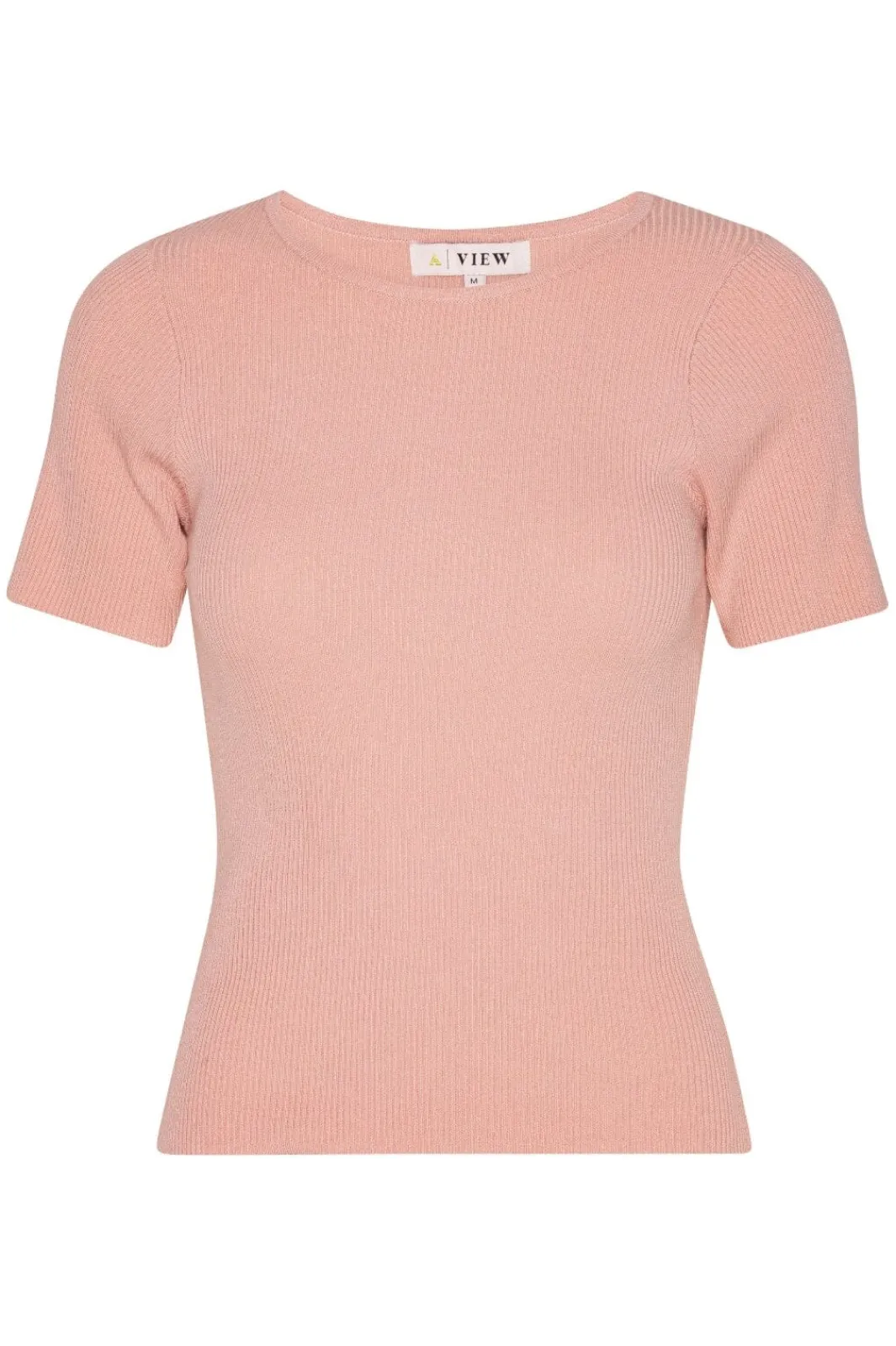 Hot A-View Rib Knit Short Sleeve Top 298 Rose