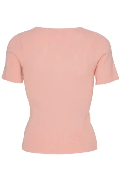 Hot A-View Rib Knit Short Sleeve Top 298 Rose