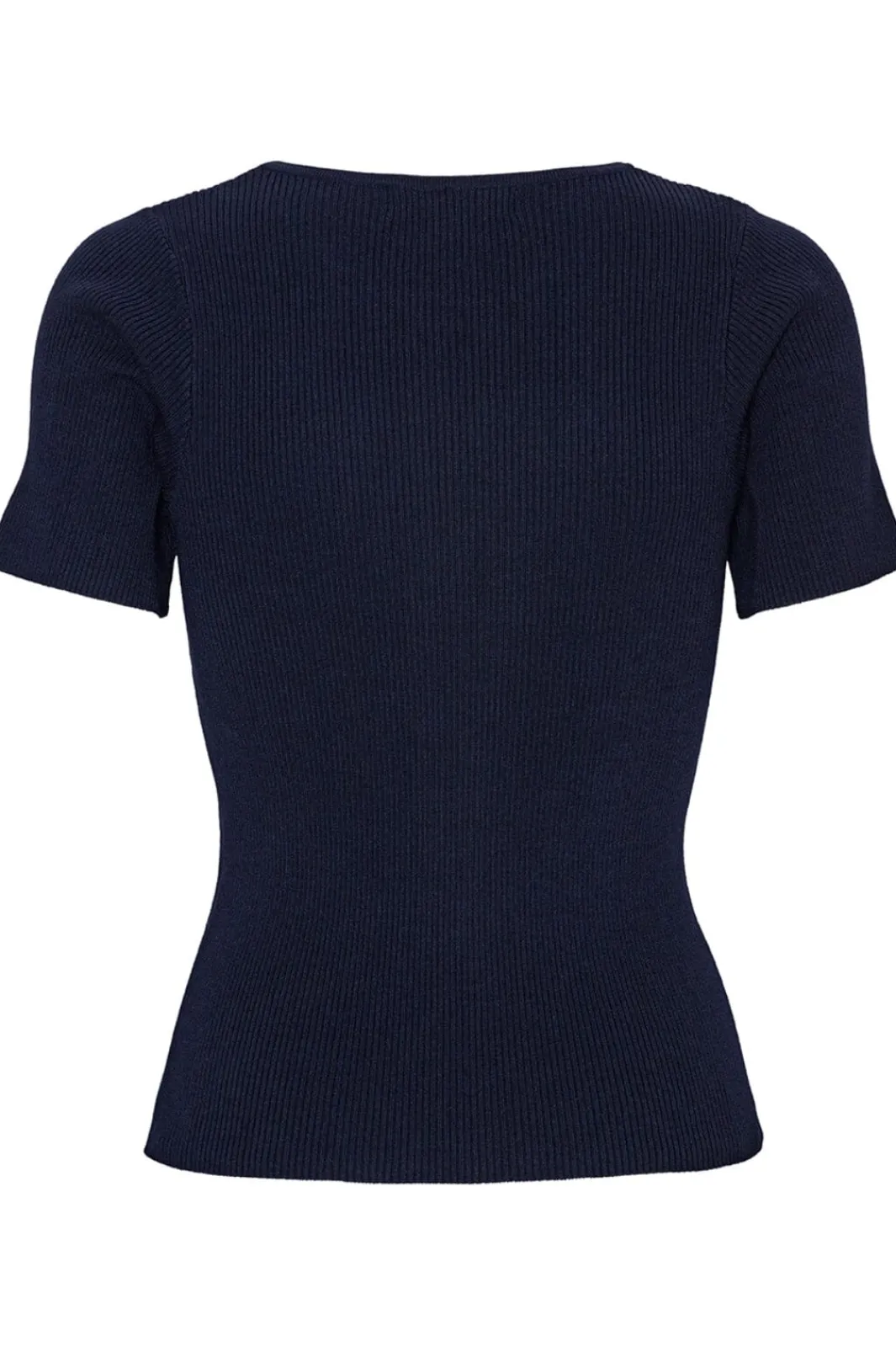 Online A-View Rib Knit Short Sleeve Top 699 Navy