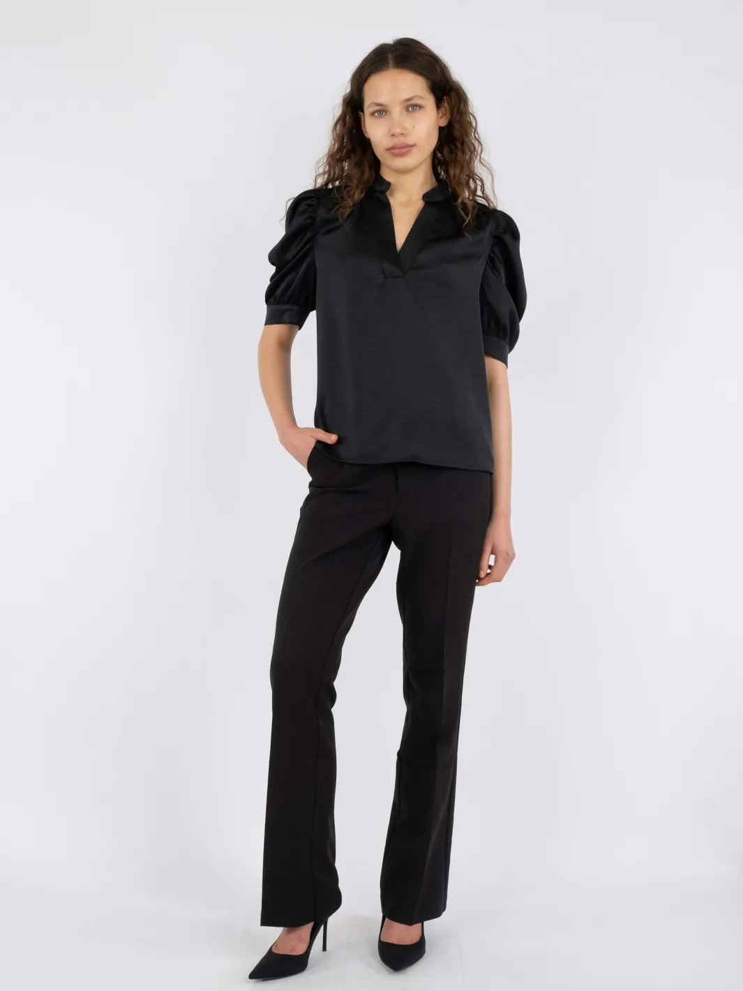 Hot Neo Noir Roella Heavy Sateen Blouse Black