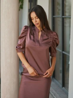 New Neo Noir Roella Heavy Sateen Blouse 162590 393
