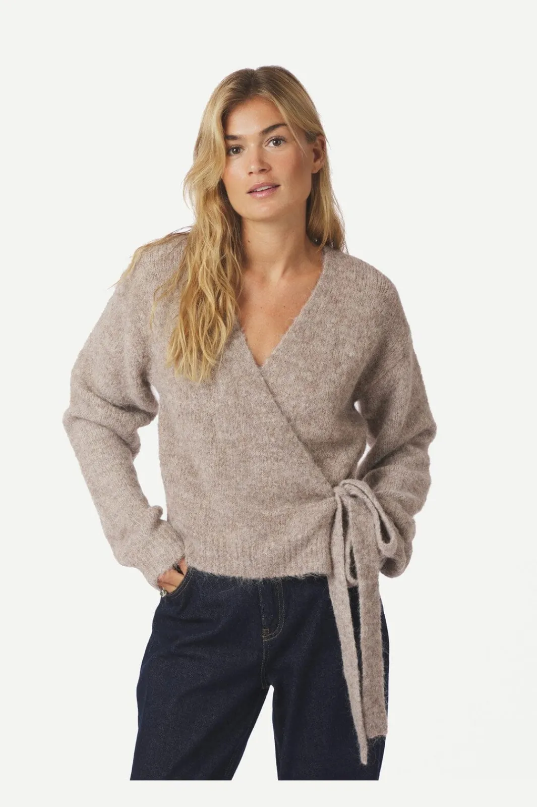 Clearance Neo Noir Ronia Fluffy Wrap Knit Cardigan 166619 976