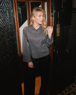 Neo Noir Rosa Pinstripe Shirt Grey