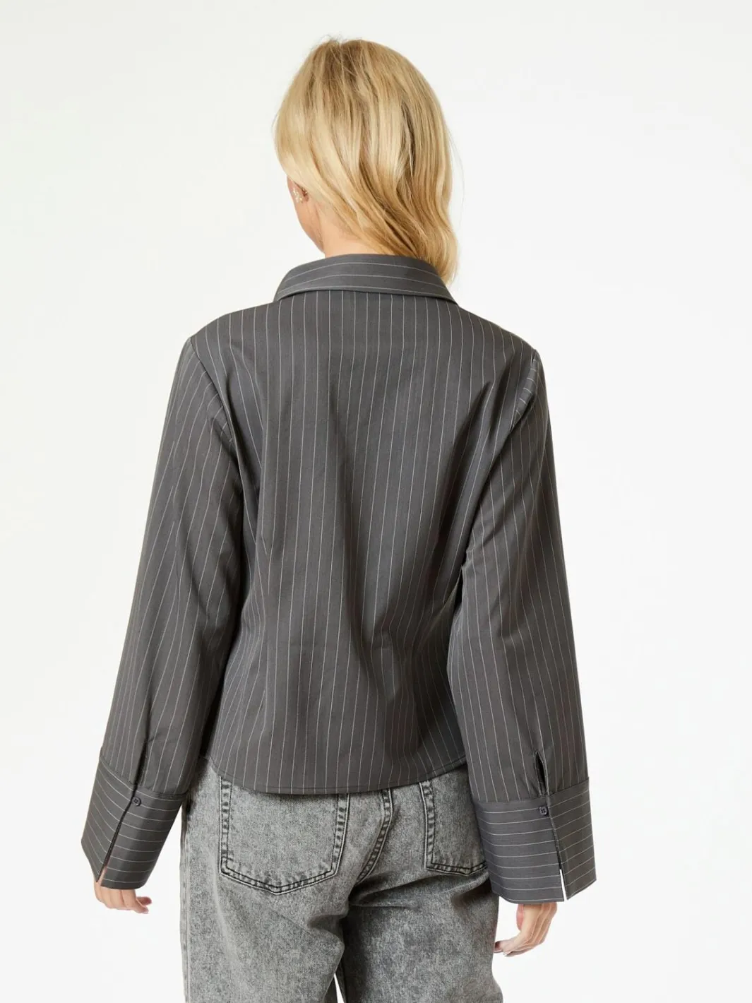 Neo Noir Rosa Pinstripe Shirt Grey