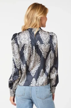 New Neo Noir Rosslyn Paisley Drop Blouse 163976 Navy