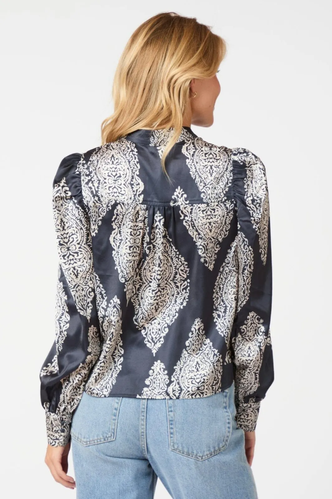 New Neo Noir Rosslyn Paisley Drop Blouse 163976 Navy