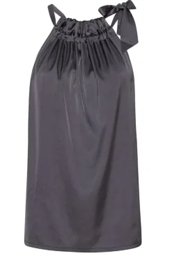 Hot Karmamia Ruffle Tie Top Grey