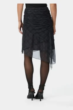 Neo Noir Saffron Check Mesh Skirt 167206 104