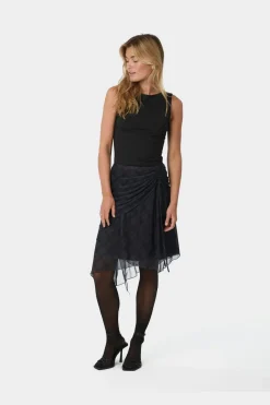 Neo Noir Saffron Check Mesh Skirt 167206 104