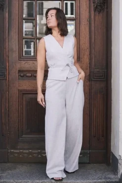 Sale Neo Noir Samara Wrap Waistcoat Grey Melange
