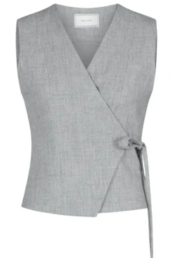 Sale Neo Noir Samara Wrap Waistcoat Grey Melange