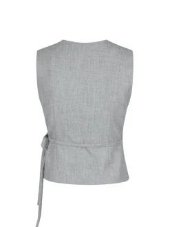Sale Neo Noir Samara Wrap Waistcoat Grey Melange