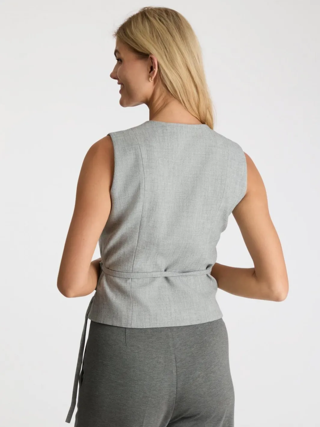 Sale Neo Noir Samara Wrap Waistcoat Grey Melange