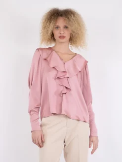 Discount Neo Noir Sandie Sateen Blouse Light Pink